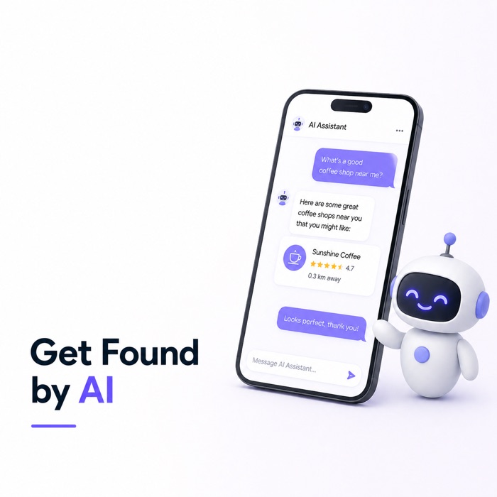 AI assistant on a smartphone recommending local businesses